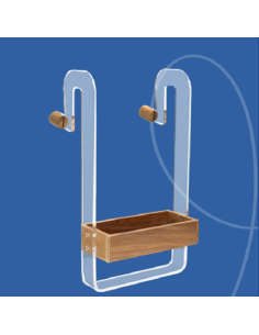 Porta sapone 'Panarea' con doppio gancio esterno e doppia vaschetta interna  in Teak e Plexiglass per