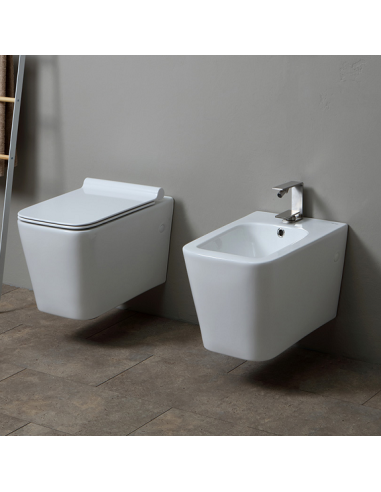 COPPIA SANITARI SOSPESI SERIE NANA' NERO CERAMICA+COPRI WC SOFTCLOSE