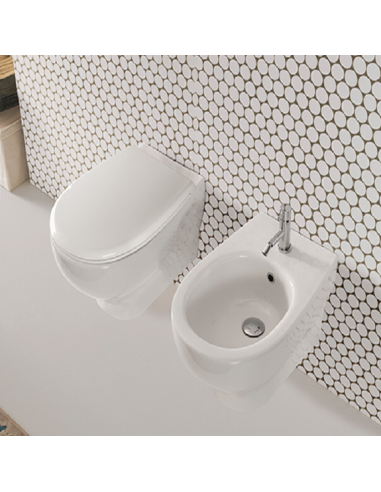 COPPIA SANITARI SOSPESI SERIE BIANCA OLYMPIA CERAMICA+COPRI WC SOFTCLOSE